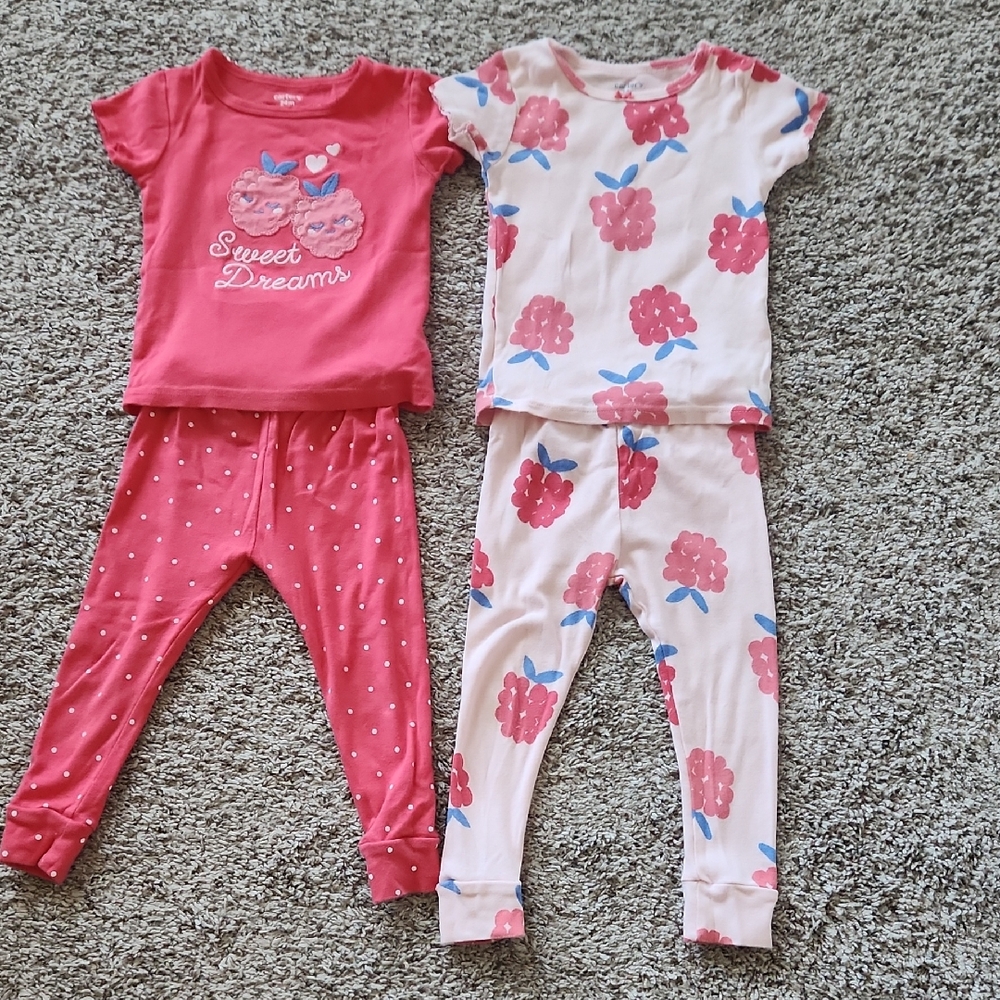 Carter's 24M PJ Pajamas Pink Raspberry Cotton 4 Piece